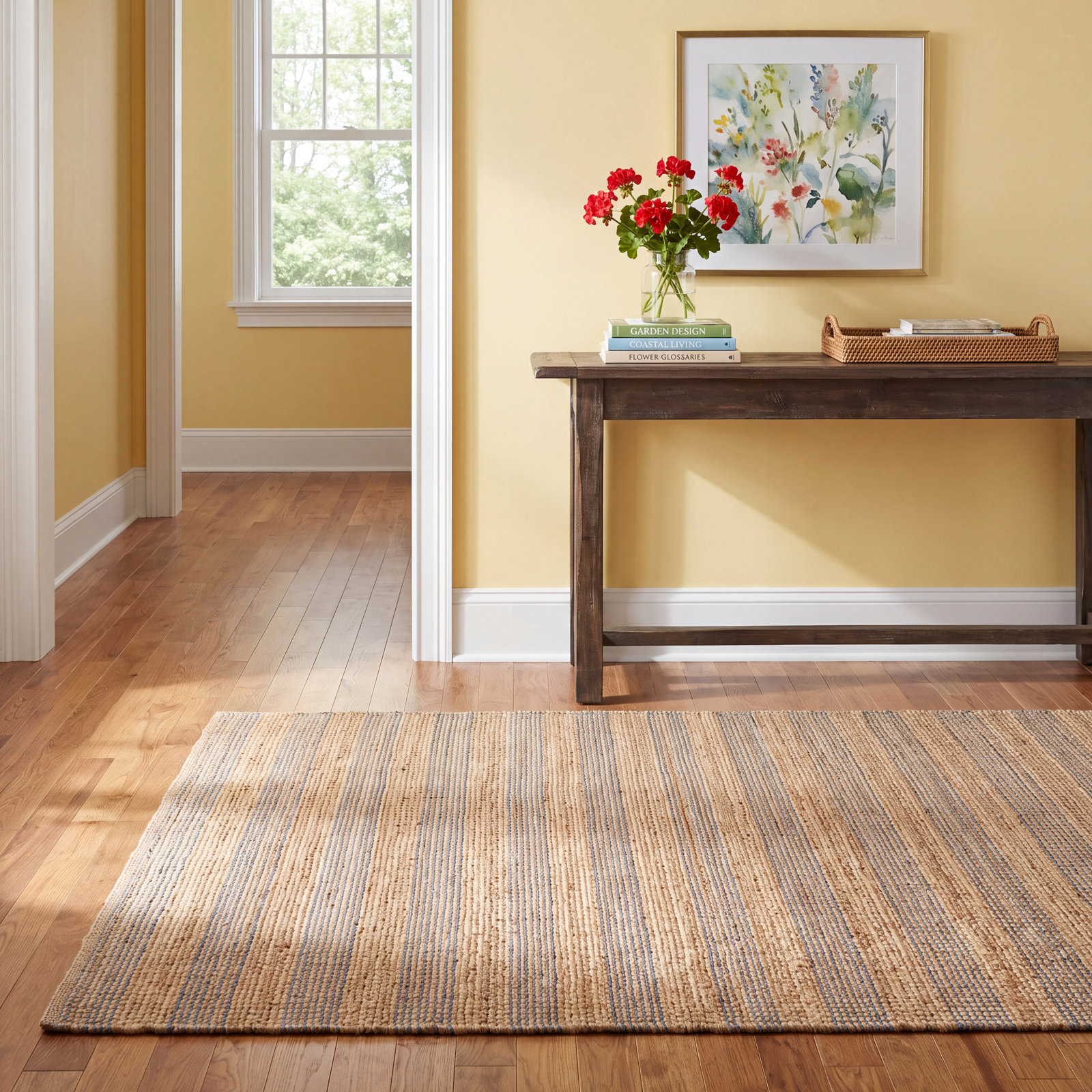 Judy Natural / Sky Area Rug, Rectangle 5' x 7'6"