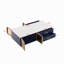 Modern Navy Blue Coffee Table with 2 Glass Door Storage, 4 Drawers, Gold Metal Legs, and Multi-Color Lighting in 47.2''