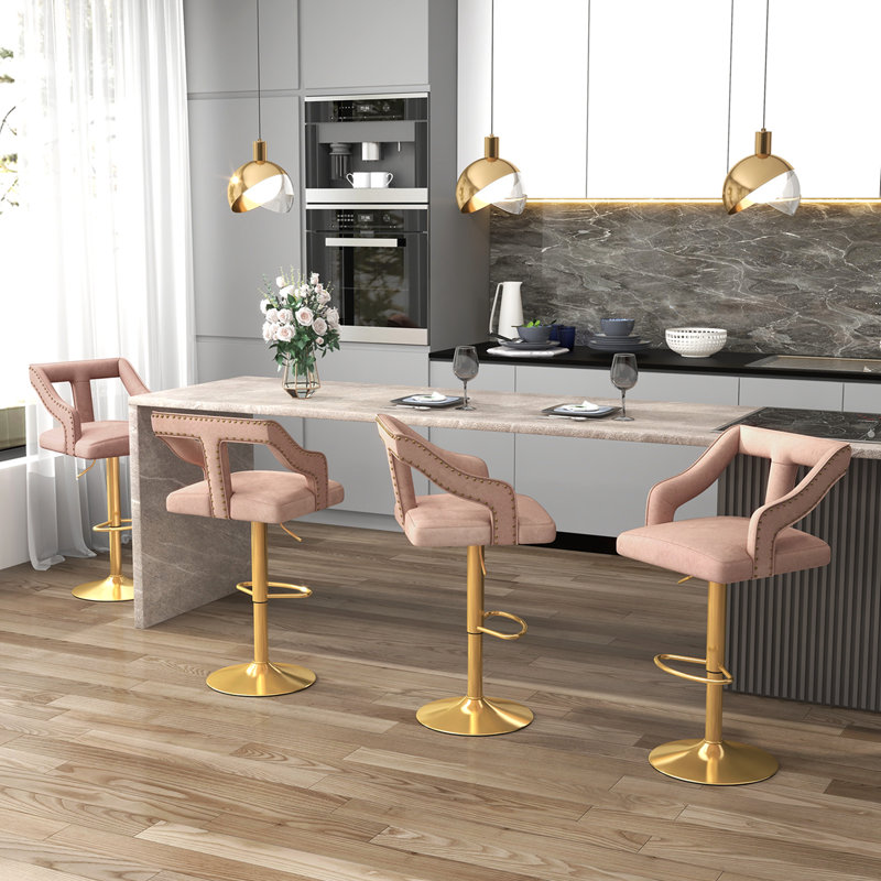 Tabouret pivotant à hauteur réglable Analis, Rose
