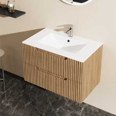 Lavabo encastré blanc en céramique de 30 po pour la salle de bain, esthétique moderne, fabrication de haute qualité, entretien rapide de la céramique de salle de bain, conception, finition durable, entretien impeccable