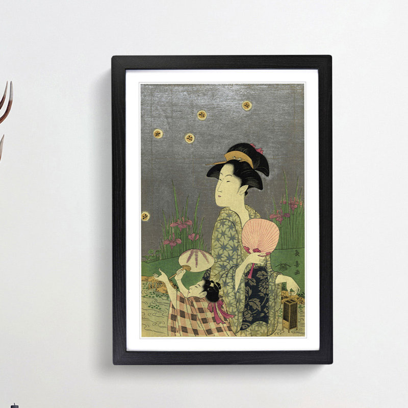 Hotarugari by Eishosai Choki - Framed Print, 36cm H x 27cm W x 2cm D, Black Framed