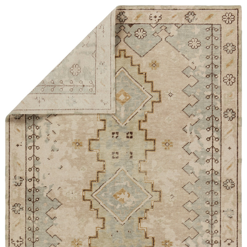 Jaipur Living Pathos Hand-Knotted Medallion Tan/ Green Area Rug (8'X11'), Rectangle 9' x 13'