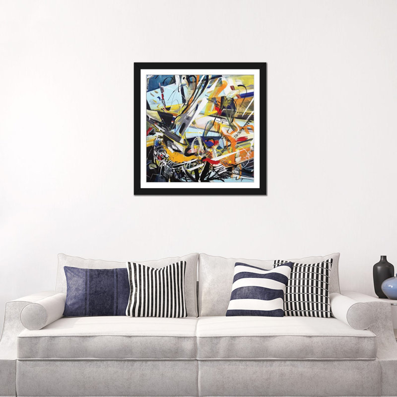 « symphony », impression sur toile, H 24 po x l 24 po x P 1 po, Papier avec cadre noir, Blanc