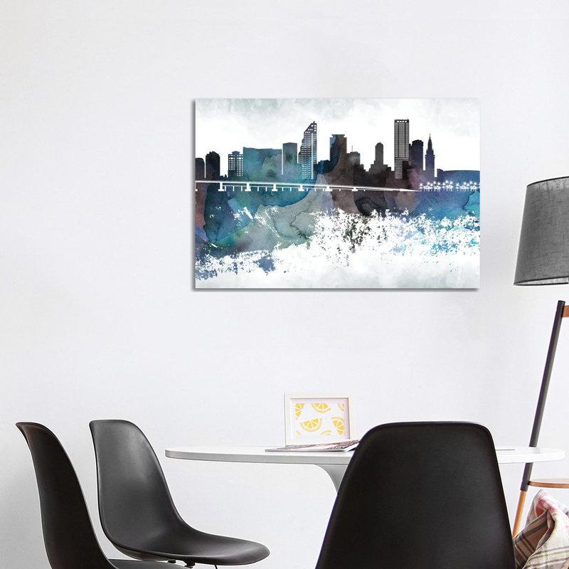 Miami Bluish Skylines - Wrapped Canvas Print, 101.6 cm H x 66.04 cm W