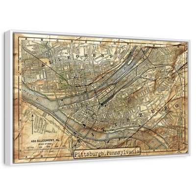 Carte rétro de la ville de Pittsburgh