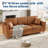 85" Faux Leather 3-Seater Sofa with Pillows & Wood Legs, Brown-1875438363