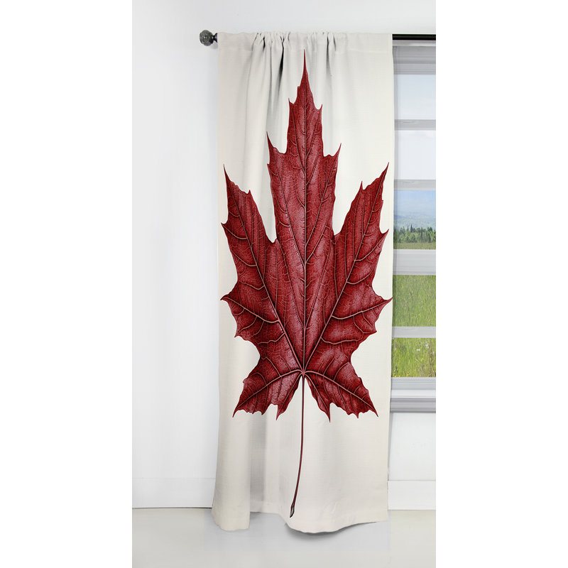 Rideau occultant à motif floral en érable - 1 panneaux de couleur tien, L 52 po x L 120 po