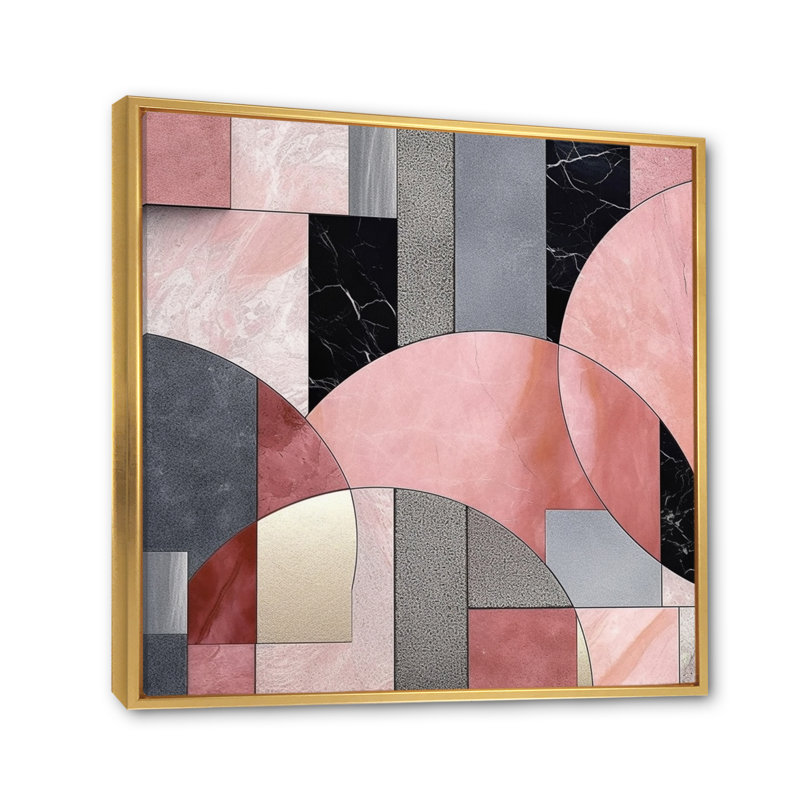 Rose Transcendent Angles II, Cadre flottant doré, H 24 po x l 24 po x P 1 po