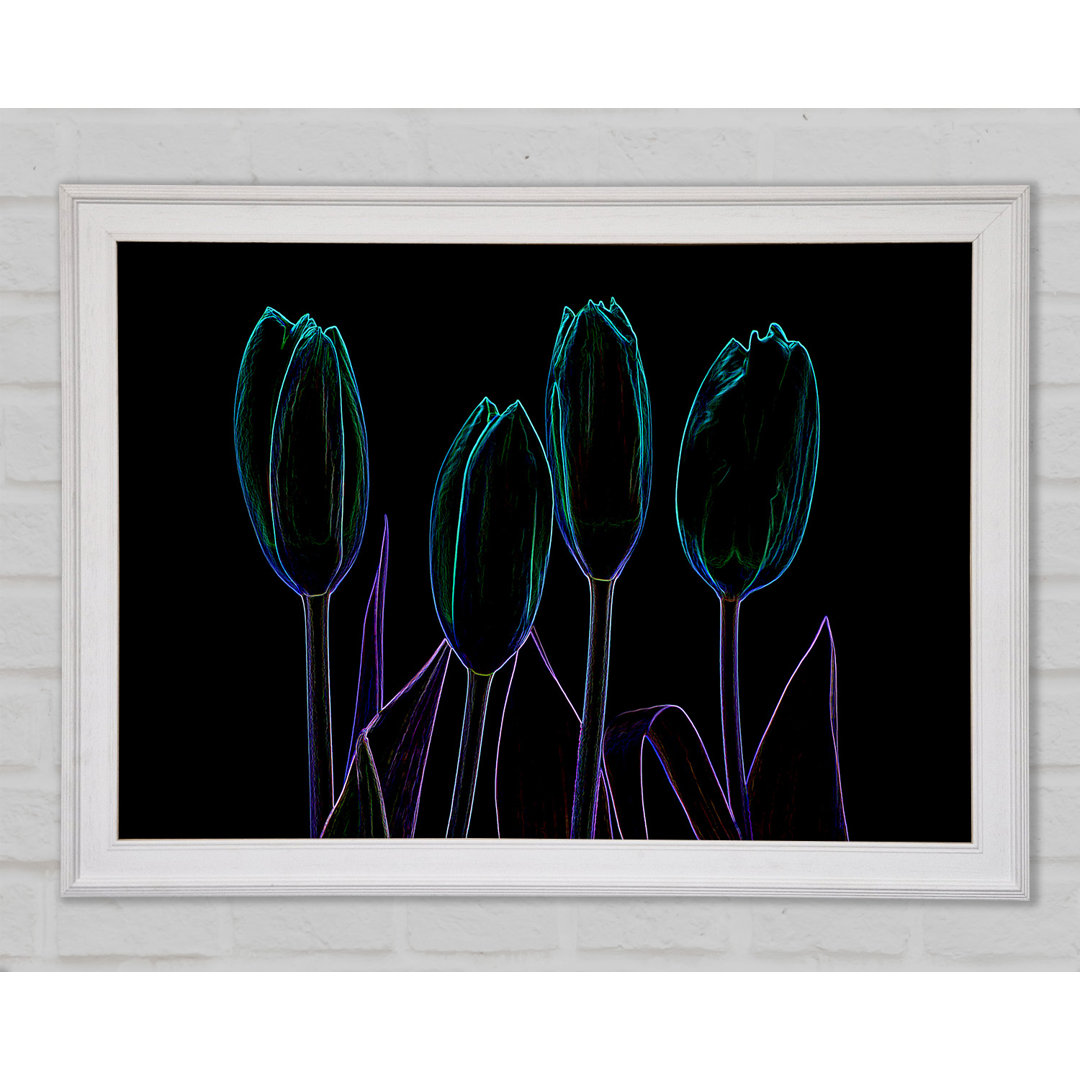 Gerahmtes Leinwandbild Abstract Neon Floral 30