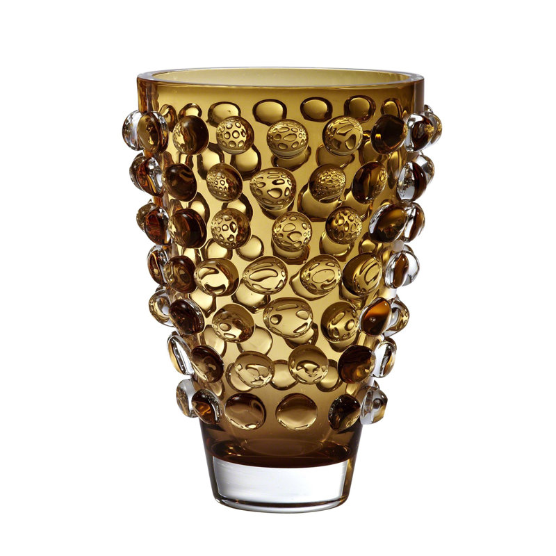 Bubble Vase, Amber, 11.75" H x 8.75" W x 8.75" D
