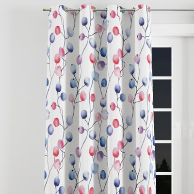 Floral Velvet Curtains - Blue Berry Whisper Grommet Curtain - 1 Panel