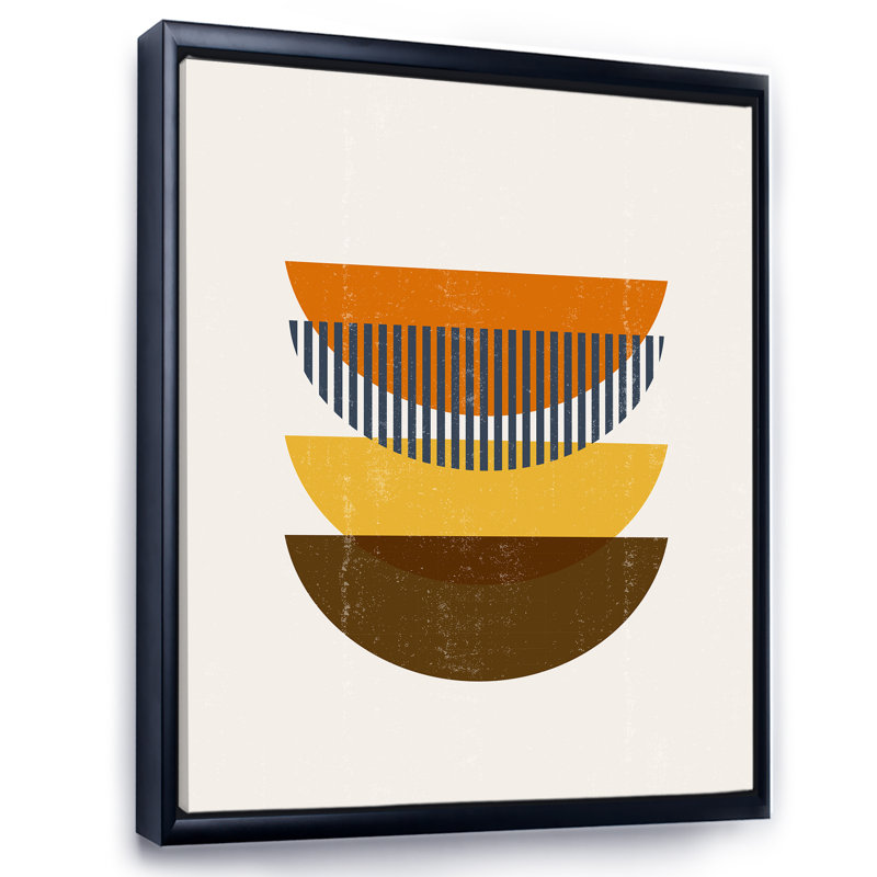 «Abstract Geometric Moon in Earth Tones», photographie sur toile à cadre flottant, H 40 po x l 30 po x 1,5 po, Cadre noir
