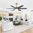 60" Solid Wood Ceiling Fans Dimmable LED Light Ceiling Fan With Remote, 6-Speed Noiseless Reversible DC Motor, Black-2024726978-2024726984