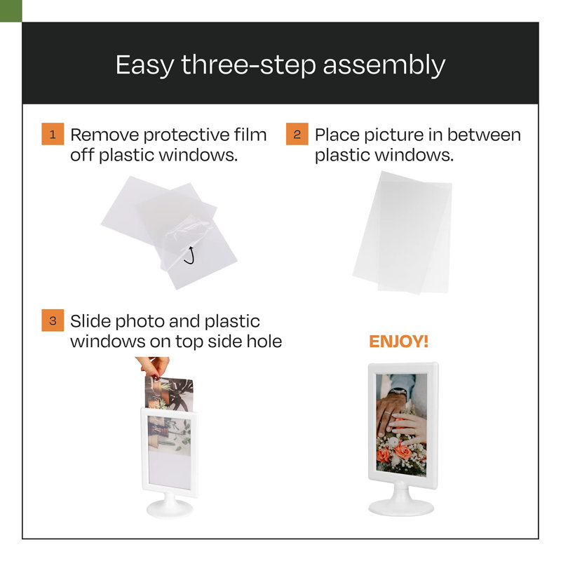 Double Sided Standing Picture Frames - (White, 10 Count) 4X6 Inch Pedestal Photo Frame With Inserts And Base - 2 Sided Frame For Vertical Display