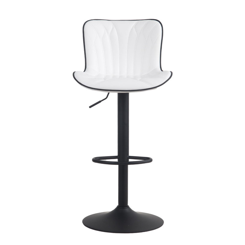 Swivel Adjustable Height Faux Leather Bar Stool, White