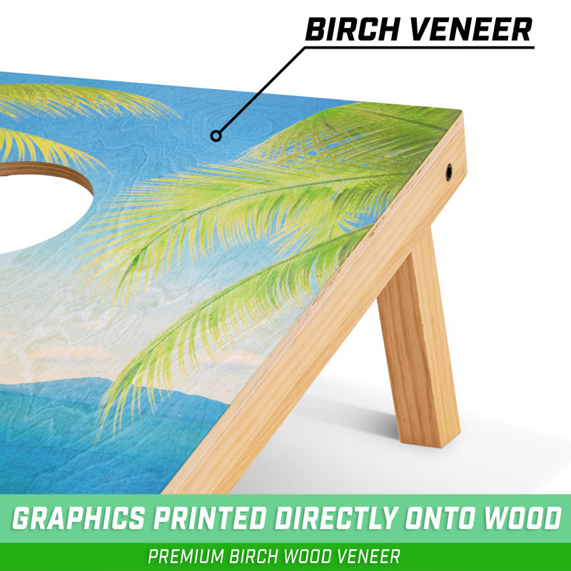 Beach Scene Premium Wood Cornhole Set with Bean Bags