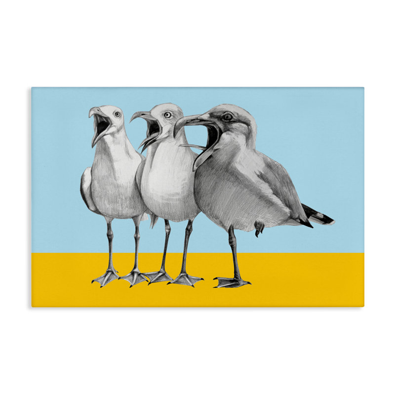 Mouettes avec toile aux teintes bloquées, design par Violeta Vollmer, H 20 po x l 30 po