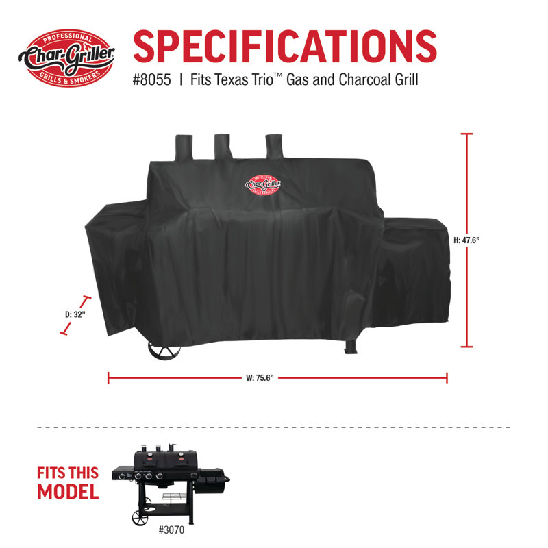 Black Heavy-Duty PVC Grill Cover for Charcoal Grills