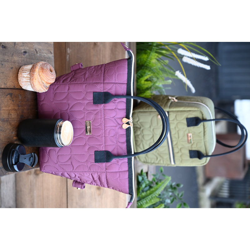 Oxford Quilted Convertible Lunch Bag Khaki, Purple