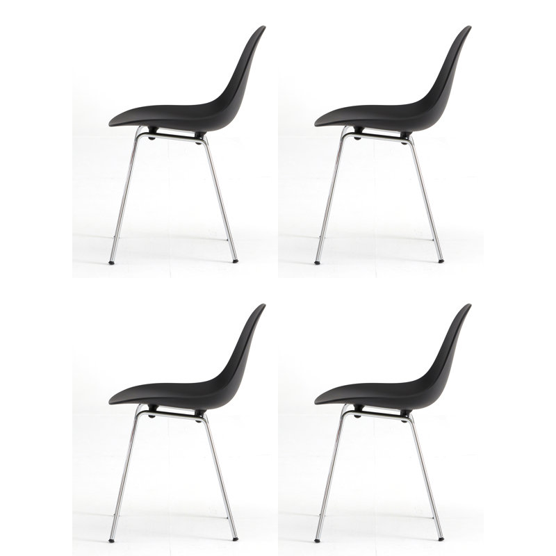 TA Side & Dining Chair (Set of 4), Black/Chrome