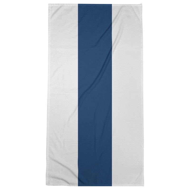 Bath Towel, Polyester/Cotton, White/Navy Blue/White