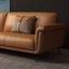 Causeuse coussin orange en cuir véritable-484935135