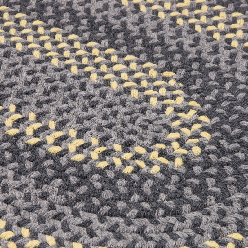 Tapis de zone gris en laine tissé à la main Charleston, Ovale 3 pi x 5 pi