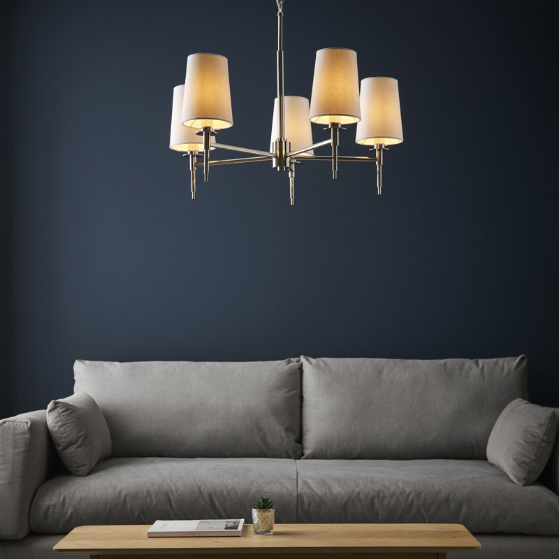 Devi 5 - Light Shaded Chandelier, Bright Nickel