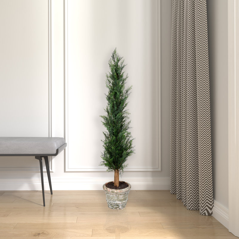 Artificial Potted Cedar Tree Full, 48" H x 18" W x 18" D