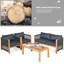 Ensemble de conversation pour patio 8 pièces en bois d'acacia avec coussins gris jardin