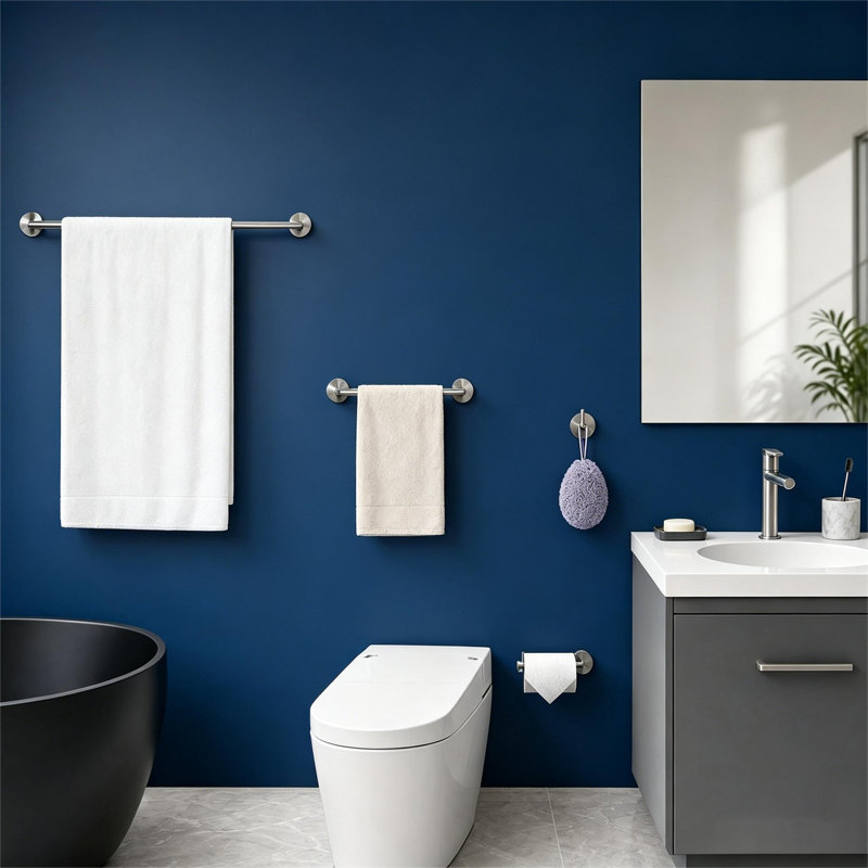 Ensemble 4 pièces d'accessoires de salle de bain en acier inoxydable nickel brossé Topcraft