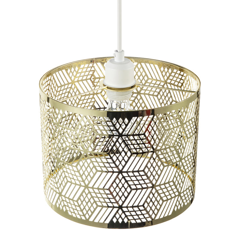 19 cm H Drum Pendant Shade ( No Direct Attachment Method ) in Gold
