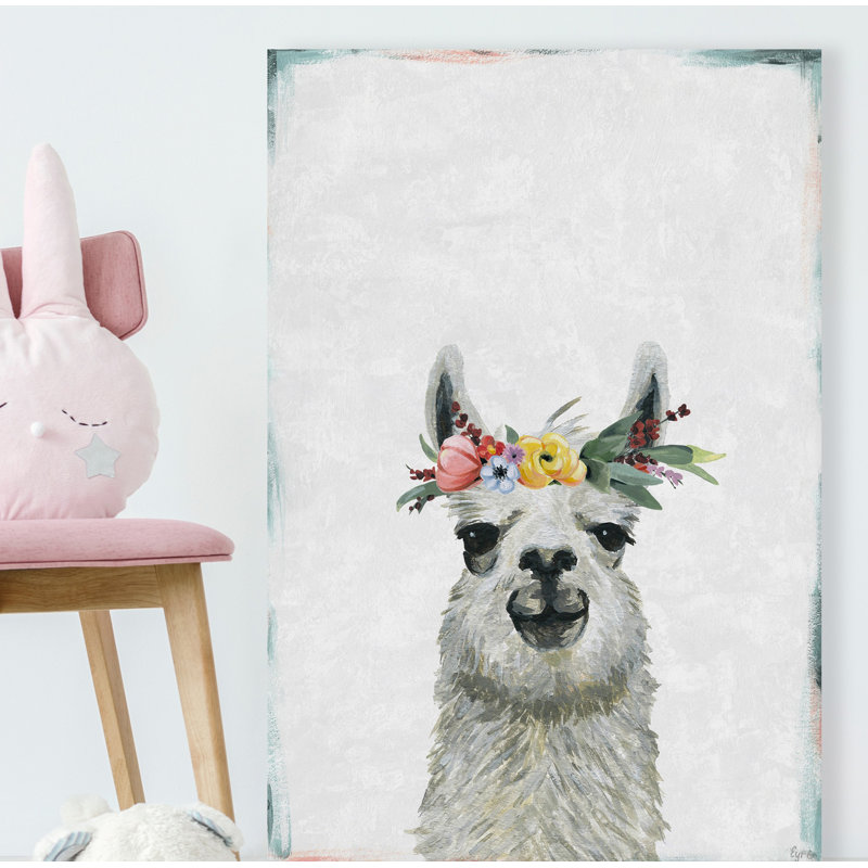 «Blooming Llama», reproduction sur toile tendue, H 24 po x l 16 po x P 1,5 po