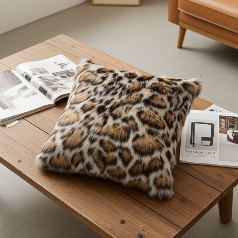 Coussin imprimé animal en fausse fourrure Tiger, 20" x 30"