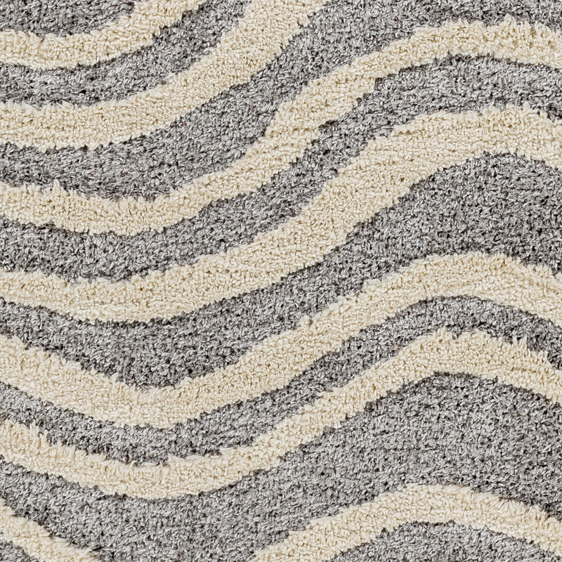 Rectangle Geometric Machine Woven Area Rug in Grey, Rectangle 9'2" x 12'
