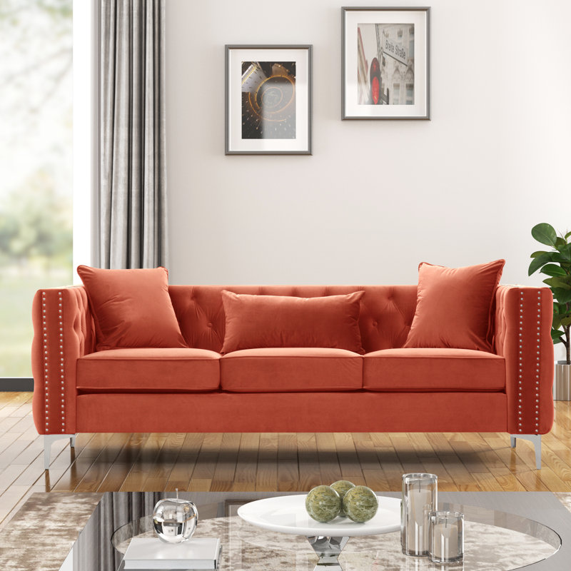Canapé Chesterfield Marvine, Orange