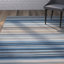 Tapis rayé en laine / coton bleu / beige tissé à la main Howardwick-201514467