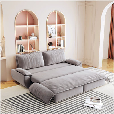 73.2 Inch Queen Size Pull Out Sofa Bed, 3-In-1 Convertible Sleeper Sofa, Multi-Functional Velvet Loveseat For Modern Living