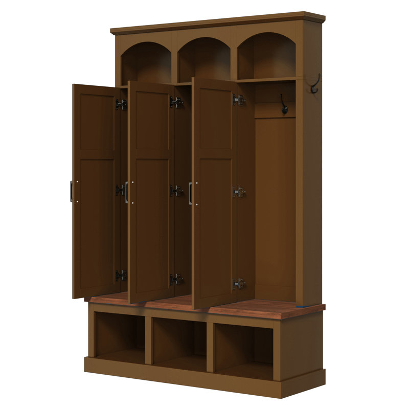 Classic All-In-One Hall Tree With 7 Hooks, Brown
