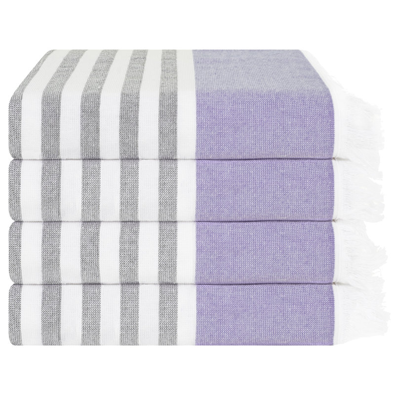 Serviettes de plage 100% coton 35 x 60 po Peshtemal, Mauve, 4 pièces