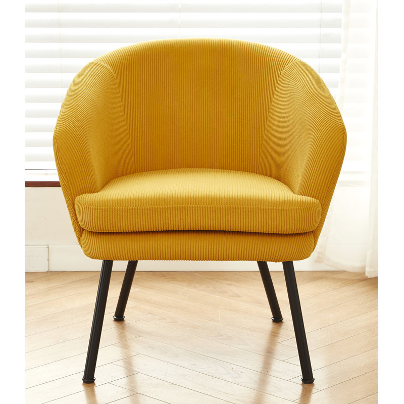 30.12'' Height corduroy armchair, Yellow Corduroy