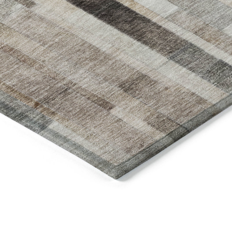 Tapis intérieur lavable rayé taupe 3 pi x 5 pi
