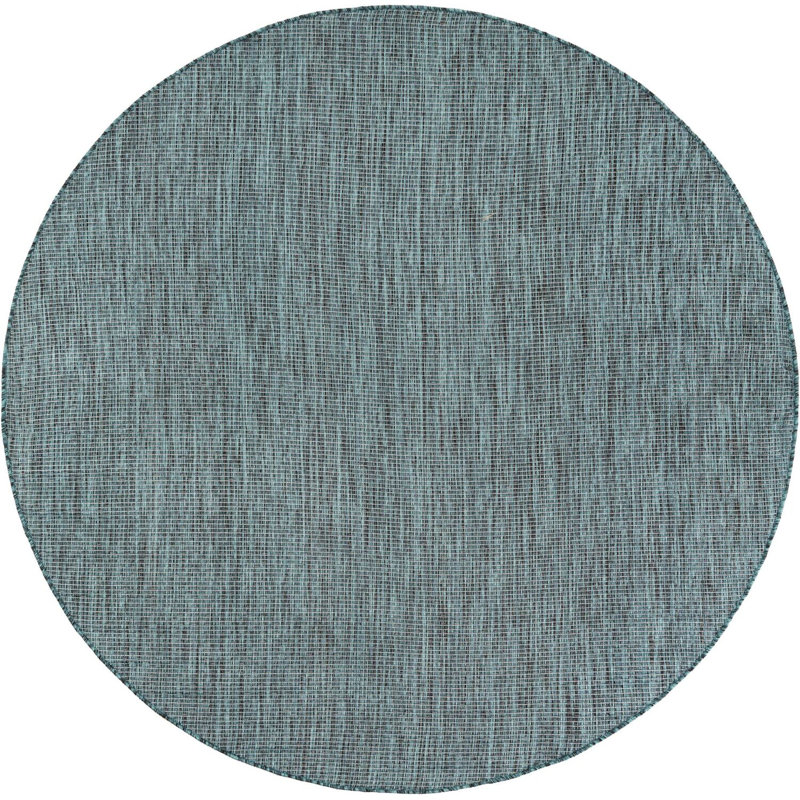 Tapis intérieur / extérieur turquoise Santina, Rond 5 pi 3 po