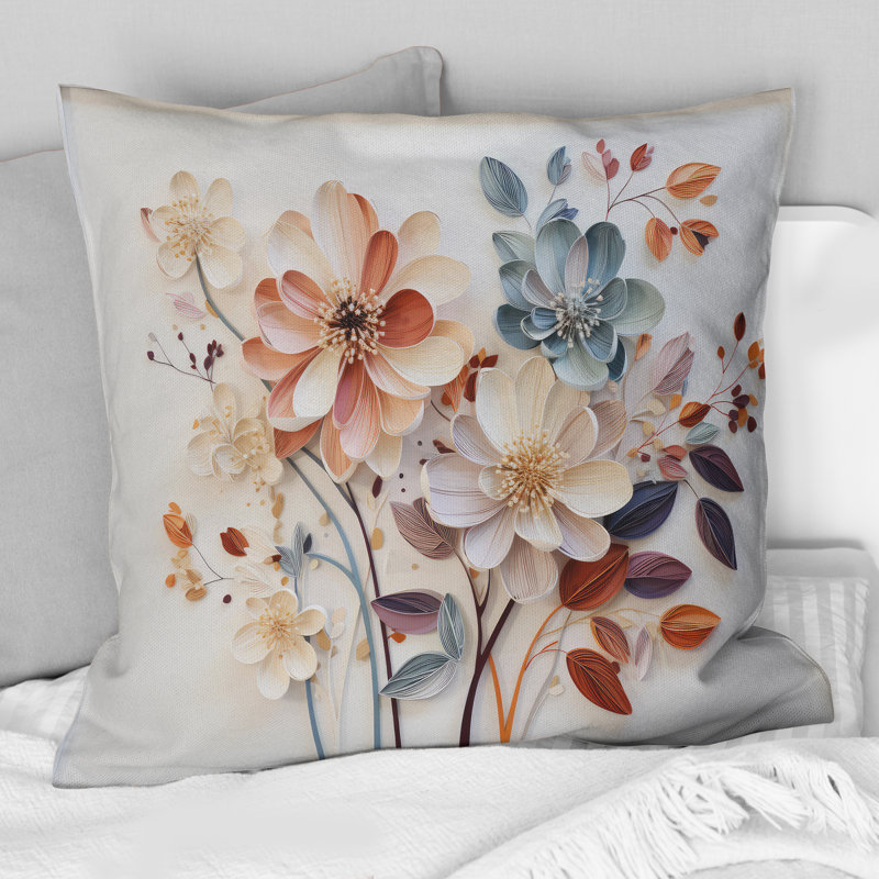Coussin White Botanical Collage - Abstract Botanicals, H 18 po x l 18 po, Carré