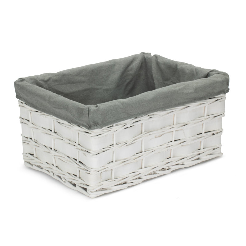 Highland Dunes Wicker Decorative Basket, White Grey
