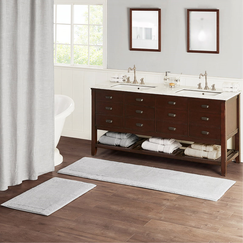Tapis 100% coton touffeté réversible 3000 g / m² gris 21 po x 34 po, Tapis de couloir 2 pi x 6 pi