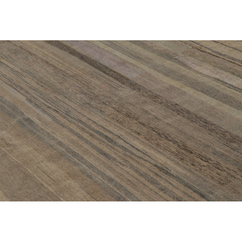 Rug & Kilim’S Modern Textural Rug, Tone-On-Tone Beige And Light Blue Striae