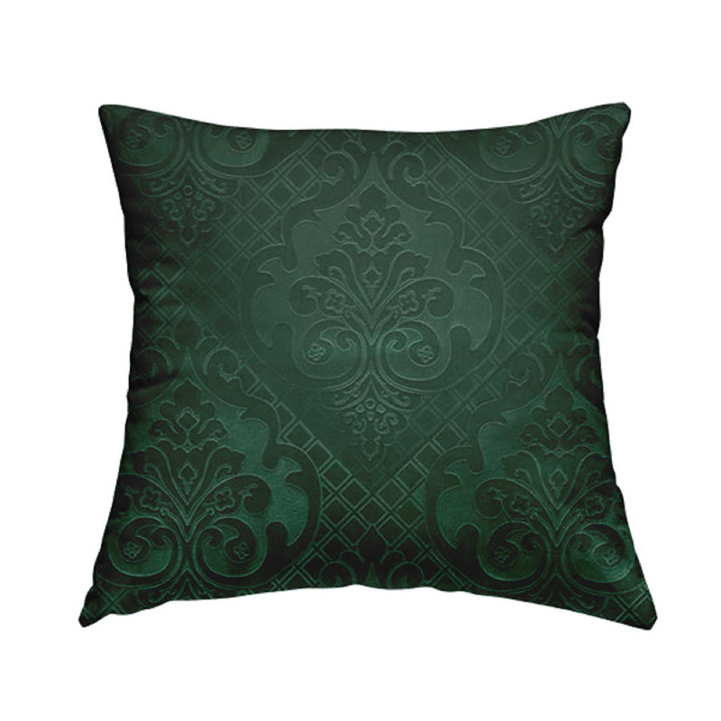 Shaner Damask Square Cushion, 55cm H x 55cm W x 5cm D, Dark Green