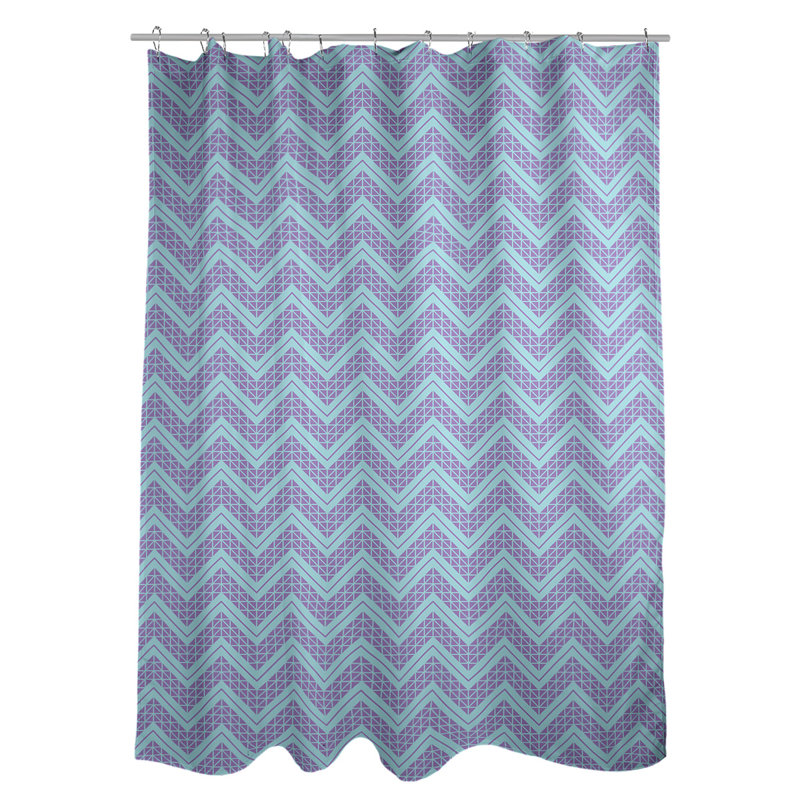 Rideau de douche simple à chevrons à la main classic, Sarcelle / Mauve