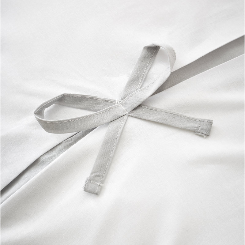 Milo Bow Duvet Cover Set with Pillowcases, White, Super King Duvet Cover + 2 Standard Pillowcases